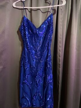 Windsor Blue Sequin Midi Slip Dress